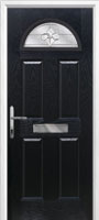 4 Panel 1 Arch Zinc/Brass Art Clarity Composite Front Door in Black