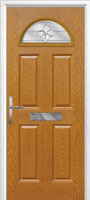 4 Panel 1 Arch Zinc/Brass Art Clarity Composite Front Door in Oak