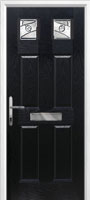 4 Panel 2 Square Abstract Composite Front Door in Black