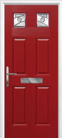 4 Panel 2 Square Abstract Composite Front Door in Red
