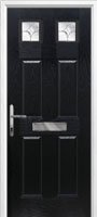 4 Panel 2 Square Flair Composite Front Door in Black