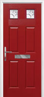4 Panel 2 Square Zinc/Brass Art Clarity Composite Front Door in Red