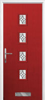 4 Square (centre) Elegance Composite Front Door in Red