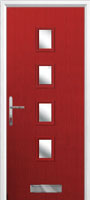 4 Square (centre) Glazed Composite Front Door in Red