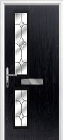 Twin Square Crystal Diamond Composite Front Door in Black