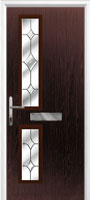 Twin Square Crystal Diamond Composite Front Door in Darkwood