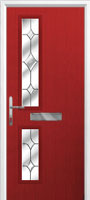 Twin Square Crystal Diamond Composite Front Door in Red