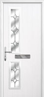 Twin Square Crystal Diamond Composite Front Door in White