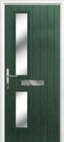 Twin Square Glazed Composite Front Door in Green