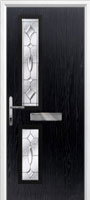 Twin Square Zinc/Brass Art Clarity Composite Front Door in Black