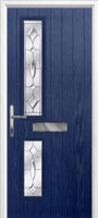 Twin Square Zinc/Brass Art Clarity Composite Front Door in Dark Blue