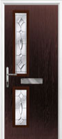 Twin Square Zinc/Brass Art Clarity Composite Front Door in Darkwood