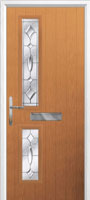 Twin Square Zinc/Brass Art Clarity Composite Front Door in Oak