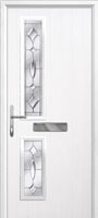 Twin Square Zinc/Brass Art Clarity Composite Front Door in White