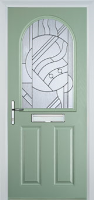 2 Panel 1 Arch Abstract Composite Front Door in Chartwell Green