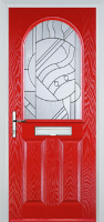 2 Panel 1 Arch Abstract Composite Front Door in Poppy Red
