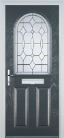 2 Panel 1 Arch Brass Art Clarity Composite Front Door in Anthracite Grey