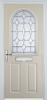 2 Panel 1 Arch Brass Art Clarity Composite Front Door in Cream