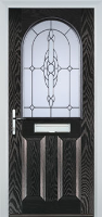 2 Panel 1 Arch Crystal Bohemia Composite Front Door in Black Brown