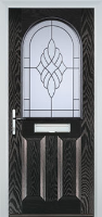 2 Panel 1 Arch Crystal Eternity Composite Front Door in Black Brown