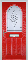 2 Panel 1 Arch Crystal Eternity Composite Front Door in Poppy Red