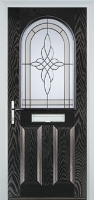 2 Panel 1 Arch Crystal Harmony Composite Front Door in Black Brown