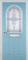 2 Panel 1 Arch Crystal Harmony Composite Front Door in Duck Egg Blue