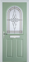 2 Panel 1 Arch Crystal Harmony Composite Front Door in Chartwell Green
