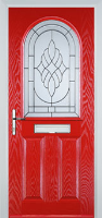 2 Panel 1 Arch Elegance Composite Front Door in Poppy Red