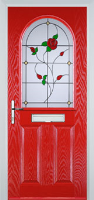 2 Panel 1 Arch English Rose Composite Front Door in Poppy Red