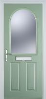 2 Panel 1 Arch Glazed Composite Front Door in Chartwell Green