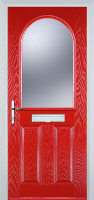 2 Panel 1 Arch Glazed Composite Front Door in Poppy Red