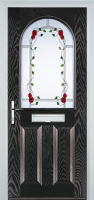 2 Panel 1 Arch Mackintosh Rose Composite Front Door in Black Brown
