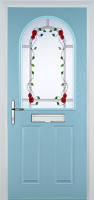 2 Panel 1 Arch Mackintosh Rose Composite Front Door in Duck Egg Blue