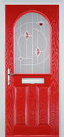 2 Panel 1 Arch Murano Composite Front Door in Poppy Red