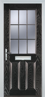 2 Panel 1 Grill Composite Front Door in Black Brown