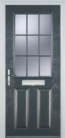 2 Panel 1 Grill Composite Front Door in Anthracite Grey