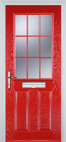 2 Panel 1 Grill Composite Front Door in Poppy Red