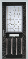 2 Panel 1 Square Brass Art Clarity Composite Front Door in Black Brown