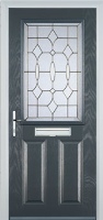 2 Panel 1 Square Brass Art Clarity Composite Front Door in Anthracite Grey