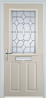 2 Panel 1 Square Brass Art Clarity Composite Front Door in Cream