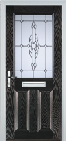 2 Panel 1 Square Crystal Bohemia Composite Front Door in Black Brown