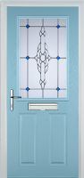 2 Panel 1 Square Crystal Bohemia Composite Front Door in Duck Egg Blue