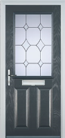 2 Panel 1 Square Crystal Diamond Composite Front Door in Anthracite Grey