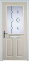 2 Panel 1 Square Crystal Diamond Composite Front Door in Cream