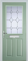 2 Panel 1 Square Crystal Diamond Composite Front Door in Chartwell Green