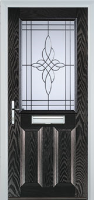 2 Panel 1 Square Crystal Harmony Composite Front Door in Black Brown