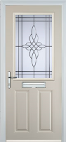 2 Panel 1 Square Crystal Harmony Composite Front Door in Cream