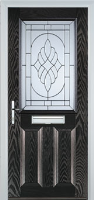 2 Panel 1 Square Elegance Composite Front Door in Black Brown