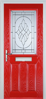 2 Panel 1 Square Elegance Composite Front Door in Poppy Red